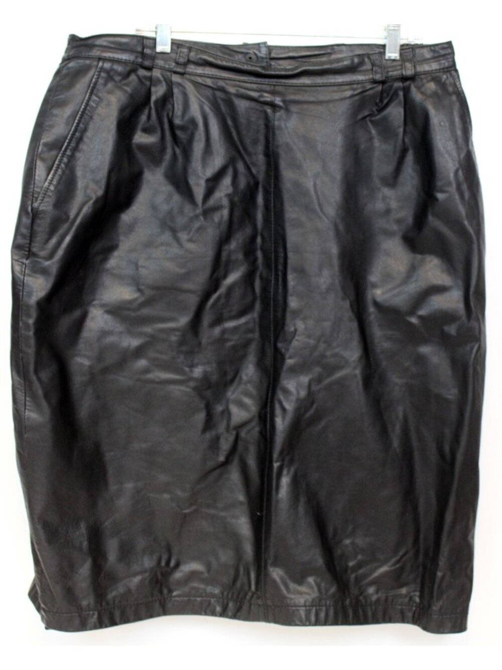 VTG 90s Black Leather Pencil Skirt sz 22W plus Size Claus Woman Bike Rock Club